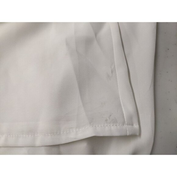 VINTAGE WOMEN'S SHEER WHITE LONG SLEEVE BUTTON-UP BLOUSE - JORDAN - SIZE 14 - Picture 9 of 11